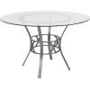 Flash Furniture Carlisle 42” Round Glass Dining Table with Silver Metal Frame(Clear/Silver)