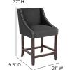Flash Furniture Carmel Series 24″ High Transitional Walnut Counter Height Stool with Nail Trim in Dark Gray Fabric, Set of 2(Black Fabric)