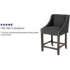 Flash Furniture Carmel Series 24″ High Transitional Walnut Counter Height Stool with Nail Trim in Dark Gray Fabric, Set of 2(Black Fabric)
