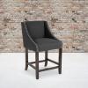 Flash Furniture Carmel Series 24″ High Transitional Walnut Counter Height Stool with Nail Trim in Dark Gray Fabric, Set of 2(Black Fabric)