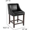 Flash Furniture Carmel Series 24″ High Transitional Walnut Counter Height Stool with Nail Trim in Dark Gray Fabric, Set of 2(Black Leathersoft)