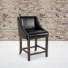 Flash Furniture Carmel Series 24″ High Transitional Walnut Counter Height Stool with Nail Trim in Dark Gray Fabric, Set of 2(Black Leathersoft)