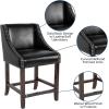 Flash Furniture Carmel Series 24″ High Transitional Walnut Counter Height Stool with Nail Trim in Dark Gray Fabric, Set of 2(Black Leathersoft)