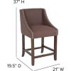 Flash Furniture Carmel Series 24″ High Transitional Walnut Counter Height Stool with Nail Trim in Dark Gray Fabric, Set of 2(Brown Fabric)