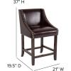 Flash Furniture Carmel Series 24″ High Transitional Walnut Counter Height Stool with Nail Trim in Dark Gray Fabric, Set of 2(Brown Leathersoft)