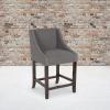 Flash Furniture Carmel Series 24″ High Transitional Walnut Counter Height Stool with Nail Trim in Dark Gray Fabric, Set of 2(Dark Gray Fabric)