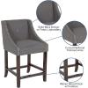 Flash Furniture Carmel Series 24″ High Transitional Walnut Counter Height Stool with Nail Trim in Dark Gray Fabric, Set of 2(Dark Gray Fabric)