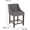 Flash Furniture Carmel Series 24″ High Transitional Walnut Counter Height Stool with Nail Trim in Dark Gray Fabric, Set of 2(Dark Gray Fabric)