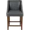Flash Furniture Carmel Series 24″ High Transitional Walnut Counter Height Stool with Nail Trim in Dark Gray Fabric, Set of 2(Dark Gray Leathersoft)