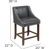 Flash Furniture Carmel Series 24″ High Transitional Walnut Counter Height Stool with Nail Trim in Dark Gray Fabric, Set of 2(Dark Gray Leathersoft)