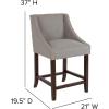 Flash Furniture Carmel Series 24″ High Transitional Walnut Counter Height Stool with Nail Trim in Dark Gray Fabric, Set of 2(Light Gray Fabric)