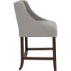Flash Furniture Carmel Series 24″ High Transitional Walnut Counter Height Stool with Nail Trim in Dark Gray Fabric, Set of 2(Light Gray Fabric)