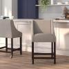 Flash Furniture Carmel Series 24″ High Transitional Walnut Counter Height Stool with Nail Trim in Dark Gray Fabric, Set of 2(Light Gray Fabric)
