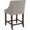Flash Furniture Carmel Series 24″ High Transitional Walnut Counter Height Stool with Nail Trim in Dark Gray Fabric, Set of 2(Light Gray Fabric)
