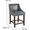 Flash Furniture Carmel Series 24″ High Transitional Walnut Counter Height Stool with Nail Trim in Dark Gray Fabric, Set of 2(Light Gray Leathersoft)