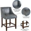 Flash Furniture Carmel Series 24″ High Transitional Walnut Counter Height Stool with Nail Trim in Dark Gray Fabric, Set of 2(Light Gray Leathersoft)
