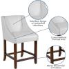 Flash Furniture Carmel Series 24″ High Transitional Walnut Counter Height Stool with Nail Trim in Dark Gray Fabric, Set of 2(White Leathersoft)