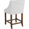 Flash Furniture Carmel Series 24″ High Transitional Walnut Counter Height Stool with Nail Trim in Dark Gray Fabric, Set of 2(White Leathersoft)