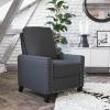 Flash Furniture Carson Transitional Style Push Back Recliner Chair – Gray Fabric Upholstery – Accent Nail Trim – Pillow Back Recliner(Grey)