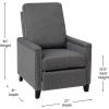 Flash Furniture Carson Transitional Style Push Back Recliner Chair – Gray Fabric Upholstery – Accent Nail Trim – Pillow Back Recliner(Grey)