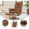 Flash Furniture Cason Massaging Adjustable Recliner with Deep Side Pockets and Ottoman with Wrapped Base in Black LeatherSoft(Brown)