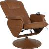 Flash Furniture Cason Massaging Adjustable Recliner with Deep Side Pockets and Ottoman with Wrapped Base in Black LeatherSoft(Brown)