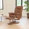 Flash Furniture Cason Massaging Adjustable Recliner with Deep Side Pockets and Ottoman with Wrapped Base in Black LeatherSoft(Brown)