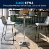 Flash Furniture Chad 23.5” Round Glass Cocktail Table with Adjustable Height Frame, Bar Height Table for Commercial or Residential Use, Clear/Chrome