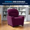 Flash Furniture Chandler LeatherSoft Kids Recliner with Cup Holder and Safety Recline, Contemporary Reclining Chair for Kids, Supports up to 90 lbs., Black(Purple Microfiber)