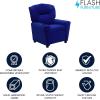 Flash Furniture Chandler LeatherSoft Kids Recliner with Cup Holder and Safety Recline, Contemporary Reclining Chair for Kids, Supports up to 90 lbs., Black(Blue Microfiber)