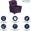 Flash Furniture Chandler LeatherSoft Kids Recliner with Cup Holder and Safety Recline, Contemporary Reclining Chair for Kids, Supports up to 90 lbs., Black(Purple Vinyl)