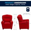 Flash Furniture Chandler LeatherSoft Kids Recliner with Cup Holder and Safety Recline, Contemporary Reclining Chair for Kids, Supports up to 90 lbs., Black(Red Microfiber)