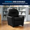Flash Furniture Chandler LeatherSoft Kids Recliner with Cup Holder and Safety Recline, Contemporary Reclining Chair for Kids, Supports up to 90 lbs., Black(Black Leathersoft)