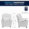 Flash Furniture Chandler LeatherSoft Kids Recliner with Cup Holder and Safety Recline, Contemporary Reclining Chair for Kids, Supports up to 90 lbs., Black(White Vinyl)