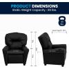 Flash Furniture Chandler LeatherSoft Kids Recliner with Cup Holder and Safety Recline, Contemporary Reclining Chair for Kids, Supports up to 90 lbs., Black(Black Leathersoft)