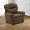 Flash Furniture Chandler LeatherSoft Kids Recliner with Cup Holder and Safety Recline, Contemporary Reclining Chair for Kids, Supports up to 90 lbs., Black(Brown Microfiber)