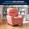 Flash Furniture Chandler LeatherSoft Kids Recliner with Cup Holder and Safety Recline, Contemporary Reclining Chair for Kids, Supports up to 90 lbs., Black(Pink Vinyl)