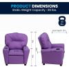 Flash Furniture Chandler LeatherSoft Kids Recliner with Cup Holder and Safety Recline, Contemporary Reclining Chair for Kids, Supports up to 90 lbs., Black(Lavender Vinyl)