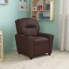 Flash Furniture Chandler LeatherSoft Kids Recliner with Cup Holder and Safety Recline, Contemporary Reclining Chair for Kids, Supports up to 90 lbs., Black(Brown Leathersoft)