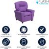 Flash Furniture Chandler LeatherSoft Kids Recliner with Cup Holder and Safety Recline, Contemporary Reclining Chair for Kids, Supports up to 90 lbs., Black(Lavender Vinyl)