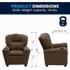 Flash Furniture Chandler LeatherSoft Kids Recliner with Cup Holder and Safety Recline, Contemporary Reclining Chair for Kids, Supports up to 90 lbs., Black(Brown Microfiber)