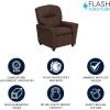 Flash Furniture Chandler LeatherSoft Kids Recliner with Cup Holder and Safety Recline, Contemporary Reclining Chair for Kids, Supports up to 90 lbs., Black(Brown Leathersoft)