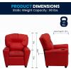 Flash Furniture Chandler LeatherSoft Kids Recliner with Cup Holder and Safety Recline, Contemporary Reclining Chair for Kids, Supports up to 90 lbs., Black(Red Vinyl)