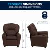 Flash Furniture Chandler LeatherSoft Kids Recliner with Cup Holder and Safety Recline, Contemporary Reclining Chair for Kids, Supports up to 90 lbs., Black(Brown Leathersoft)