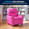 Flash Furniture Chandler LeatherSoft Kids Recliner with Cup Holder and Safety Recline, Contemporary Reclining Chair for Kids, Supports up to 90 lbs., Black(Hot Pink Vinyl)