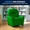 Flash Furniture Chandler LeatherSoft Kids Recliner with Cup Holder and Safety Recline, Contemporary Reclining Chair for Kids, Supports up to 90 lbs., Black(Green Vinyl)