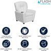 Flash Furniture Chandler LeatherSoft Kids Recliner with Cup Holder and Safety Recline, Contemporary Reclining Chair for Kids, Supports up to 90 lbs., Black(White Vinyl)