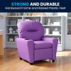 Flash Furniture Chandler LeatherSoft Kids Recliner with Cup Holder and Safety Recline, Contemporary Reclining Chair for Kids, Supports up to 90 lbs., Black(Lavender Vinyl)