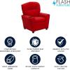 Flash Furniture Chandler LeatherSoft Kids Recliner with Cup Holder and Safety Recline, Contemporary Reclining Chair for Kids, Supports up to 90 lbs., Black(Red Microfiber)