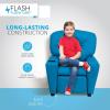 Flash Furniture Chandler LeatherSoft Kids Recliner with Cup Holder and Safety Recline, Contemporary Reclining Chair for Kids, Supports up to 90 lbs., Black(Turquoise Vinyl)